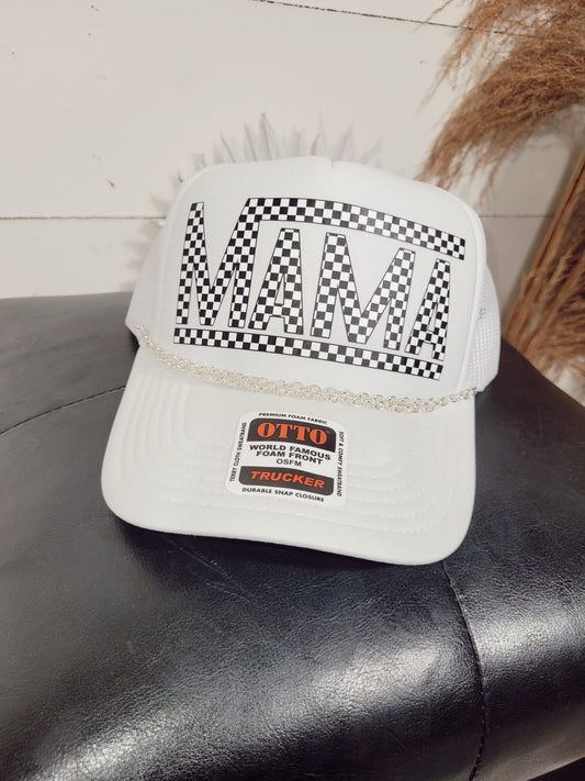 *NEW* Checkered Mama Trucker Hat W/ Chain