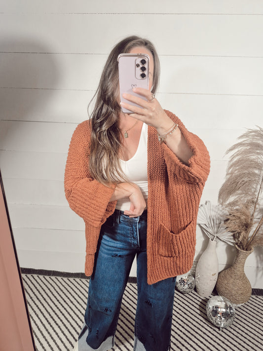 *NEW* Ain't It Fun Cardigan - Rust