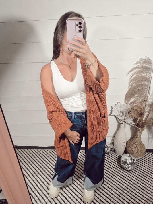 *NEW* Ain't It Fun Cardigan - Rust