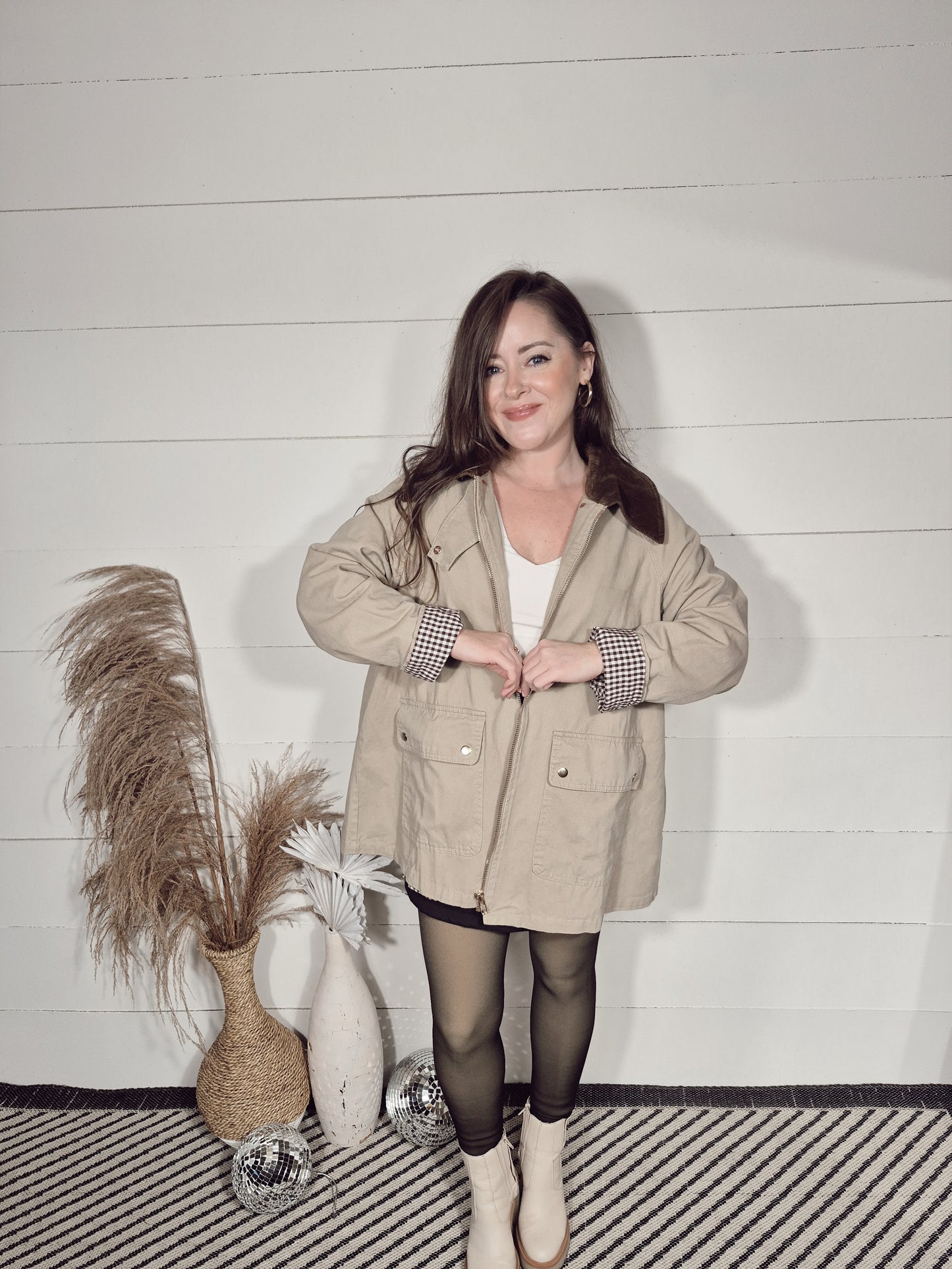 *NEW* Gingham Charm Barn Jacket- Beige