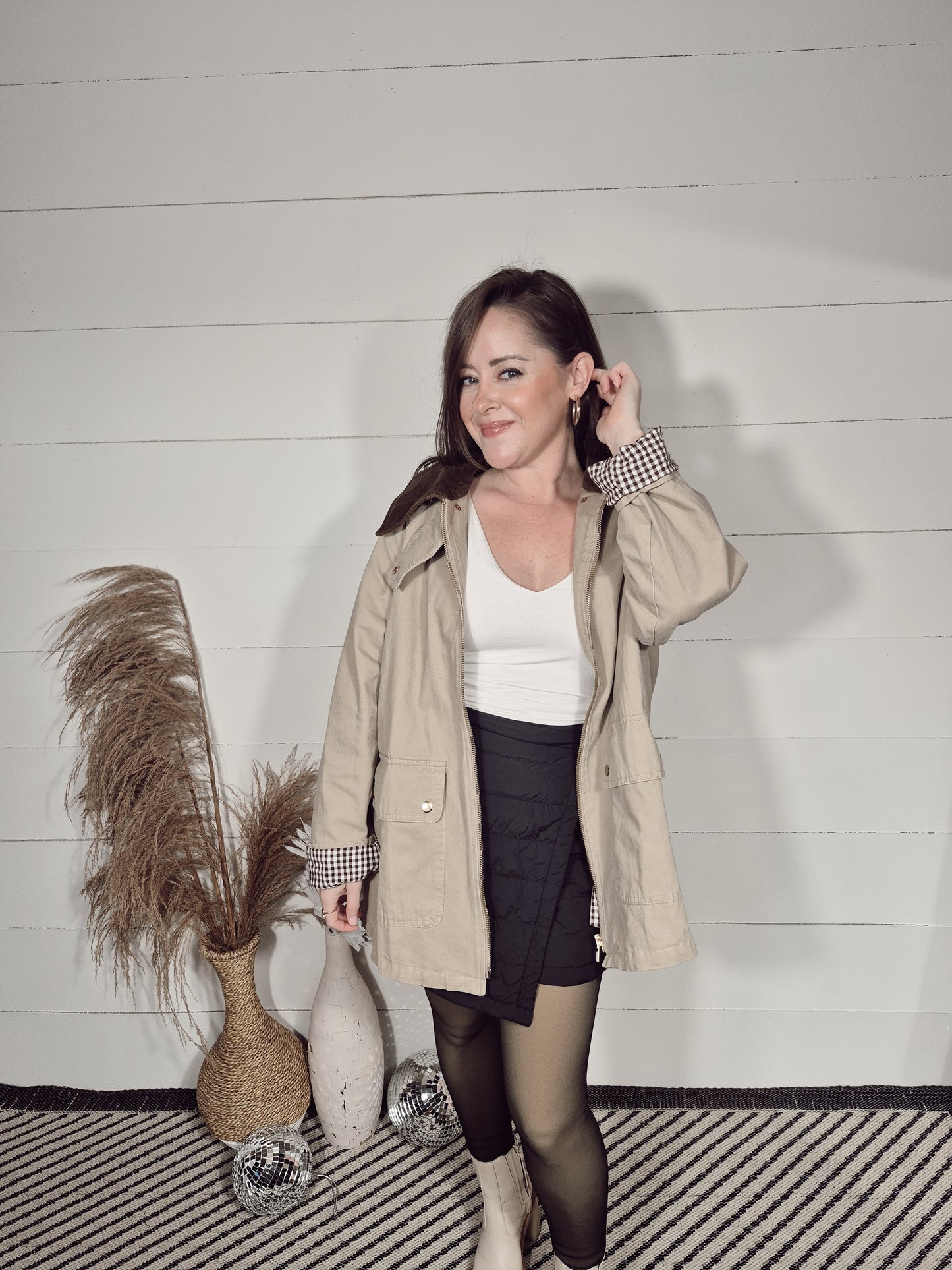 *NEW* Gingham Charm Barn Jacket- Beige