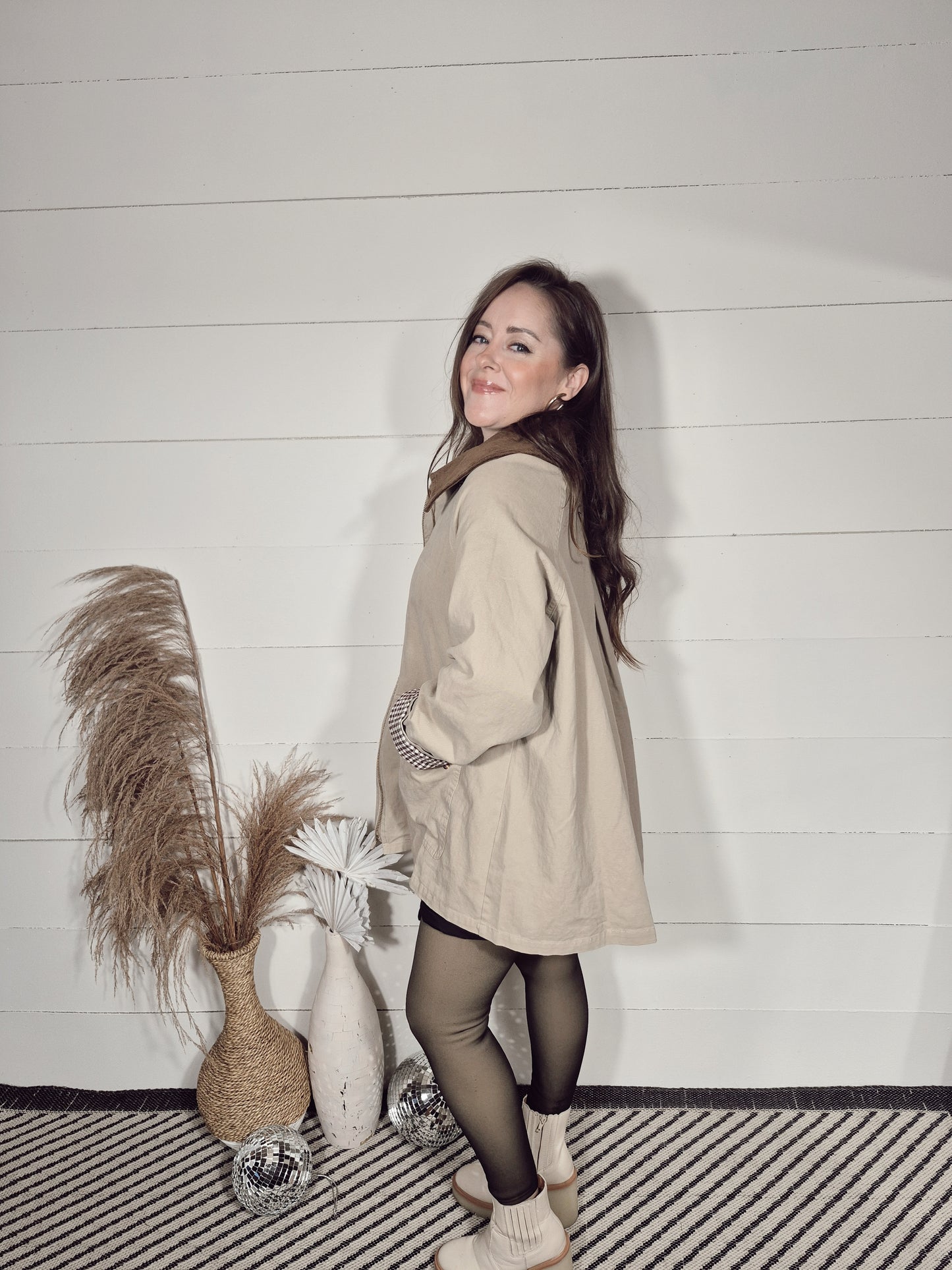 *NEW* Gingham Charm Barn Jacket- Beige