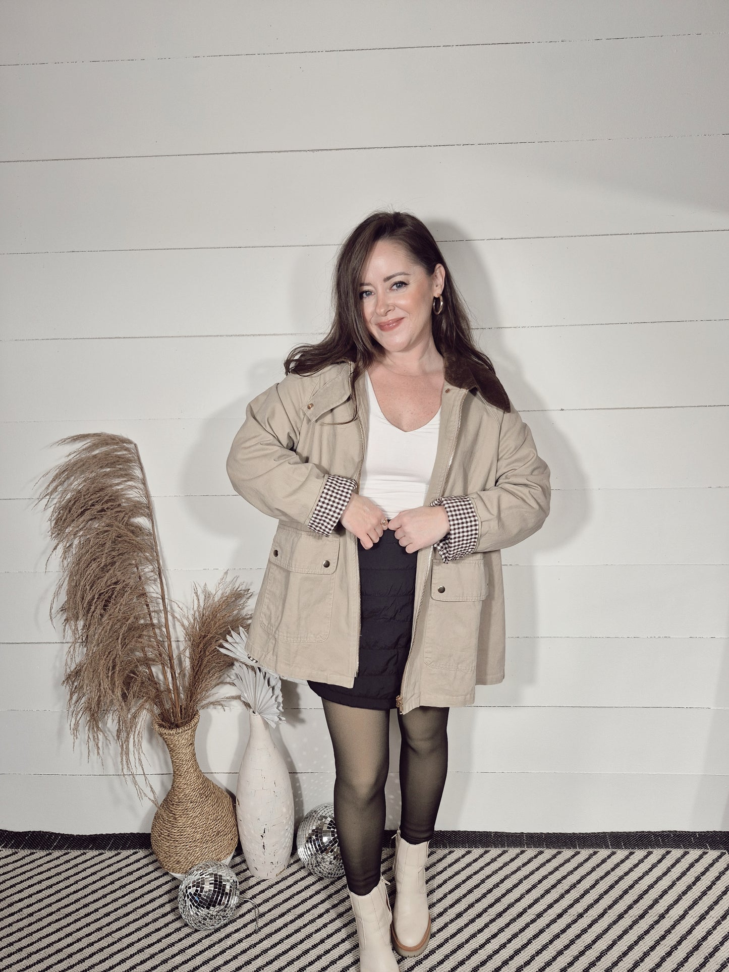 *NEW* Gingham Charm Barn Jacket- Beige