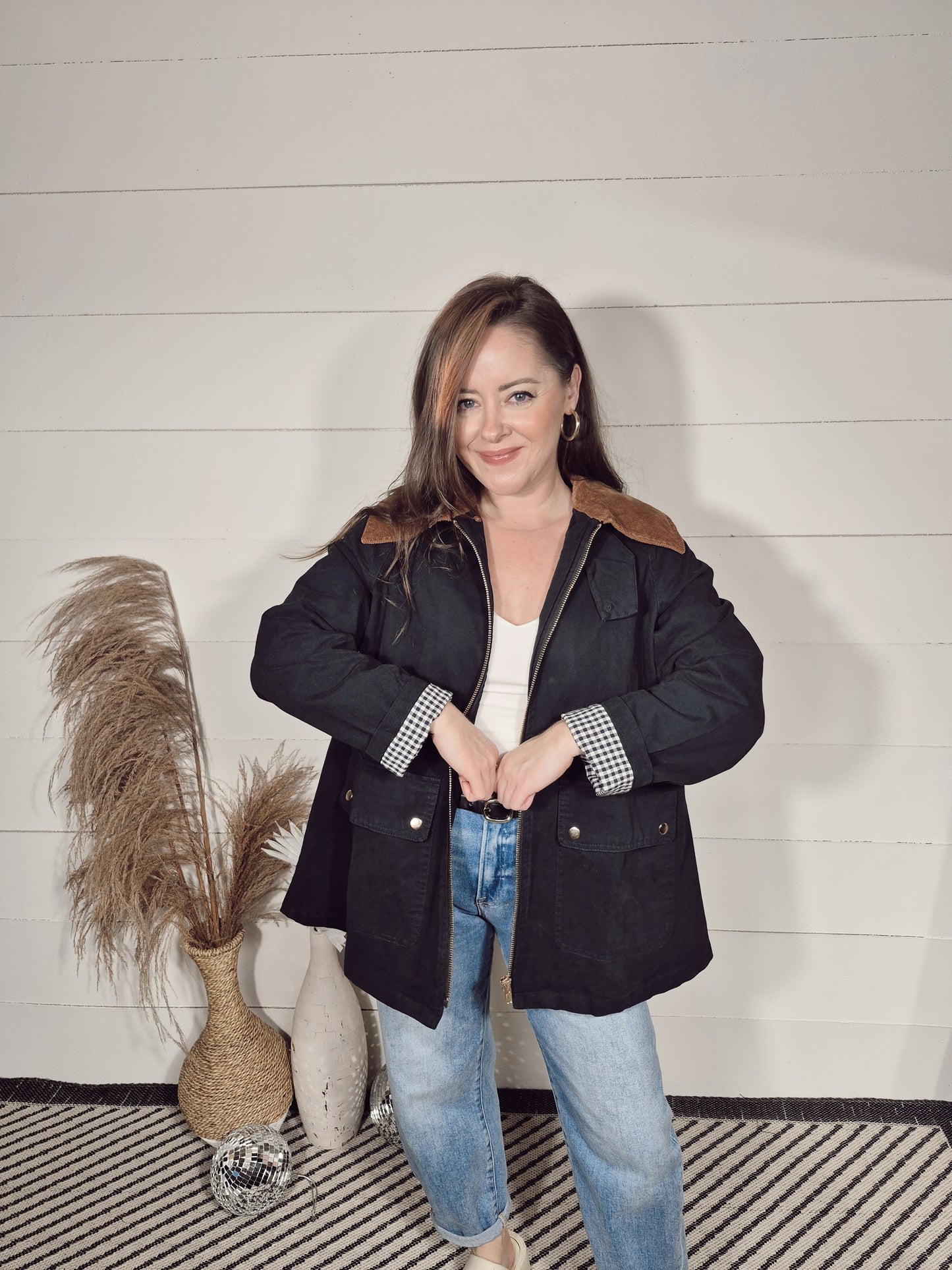 *NEW* Gingham Charm Barn Jacket- Midnight