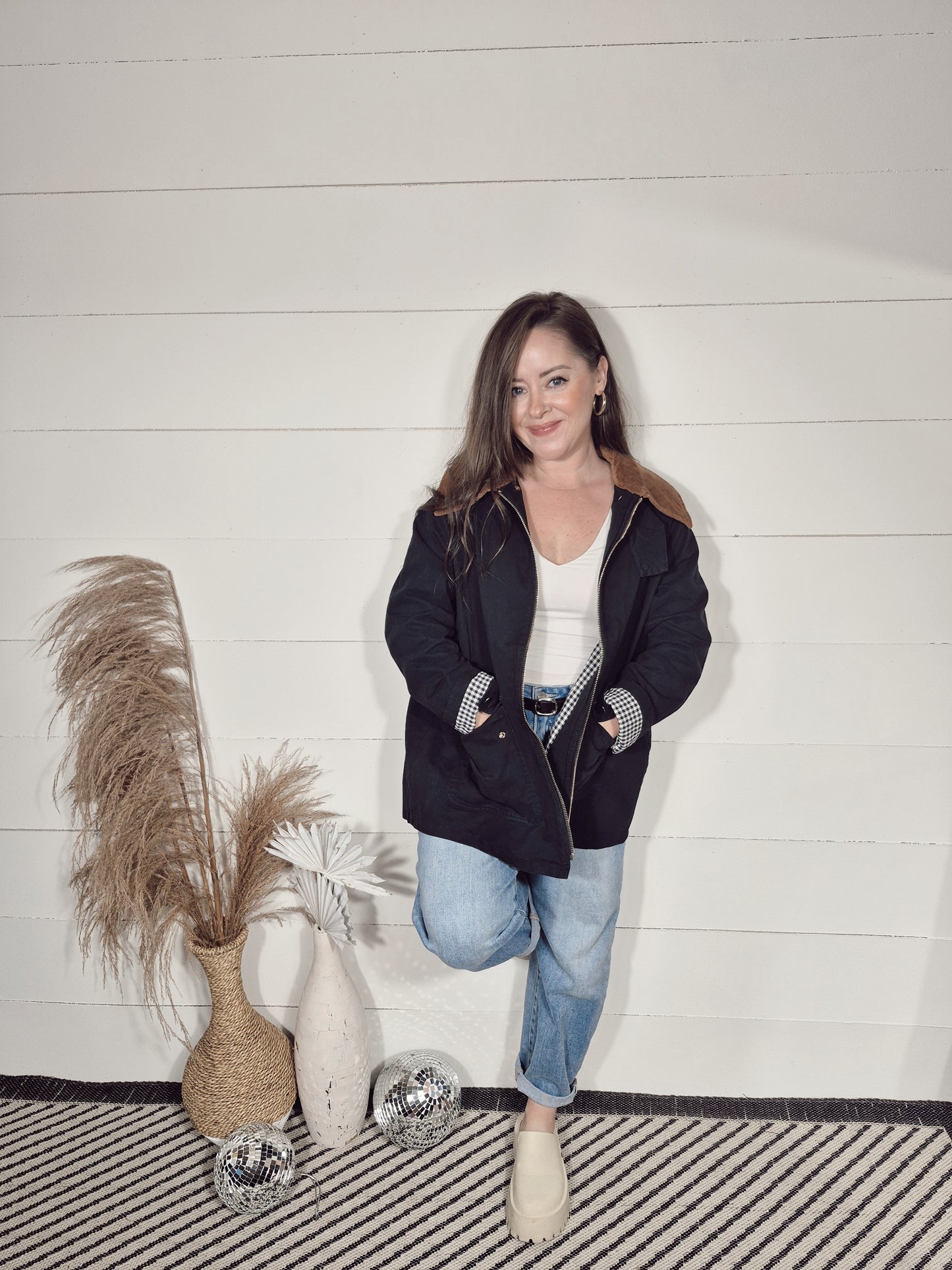 *NEW* Gingham Charm Barn Jacket- Midnight