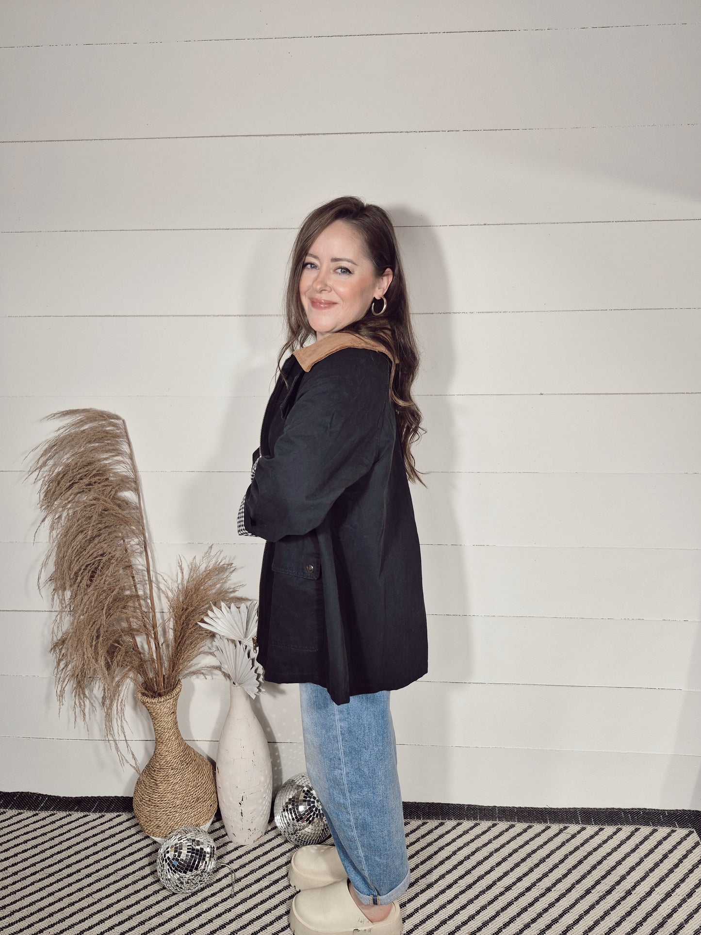 *NEW* Gingham Charm Barn Jacket- Midnight