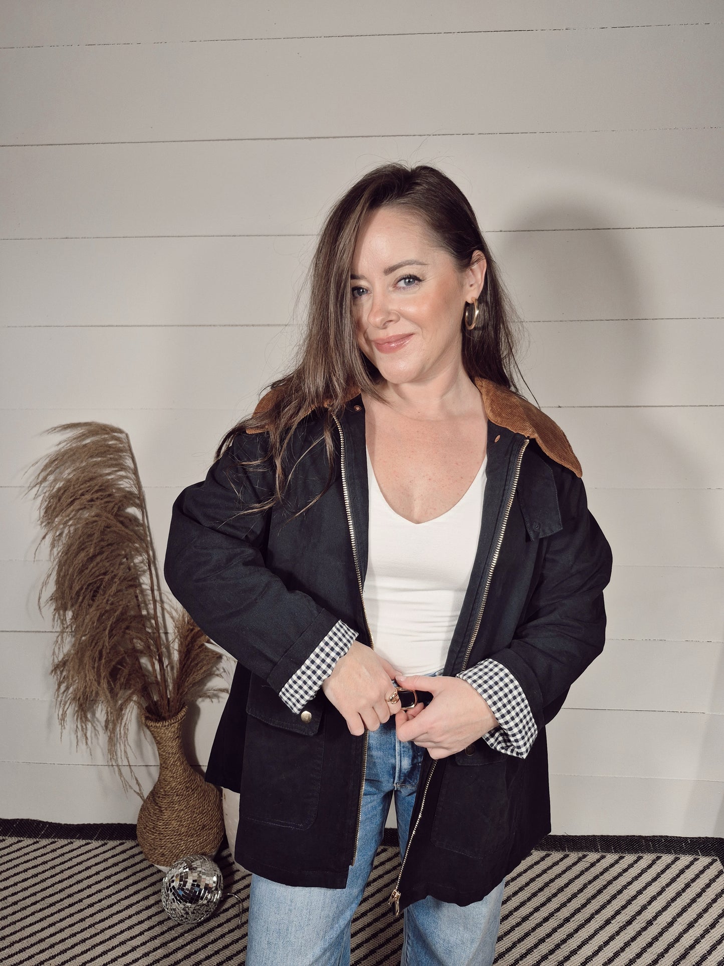 *NEW* Gingham Charm Barn Jacket- Midnight