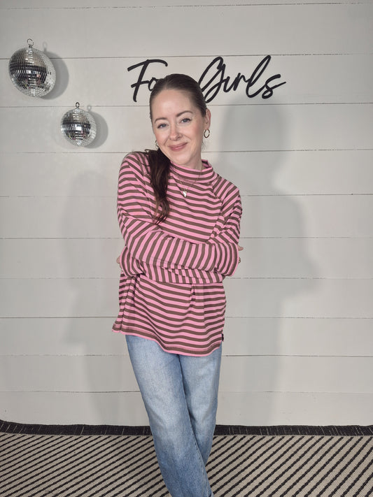 *NEW* Farrah Striped Mockneck