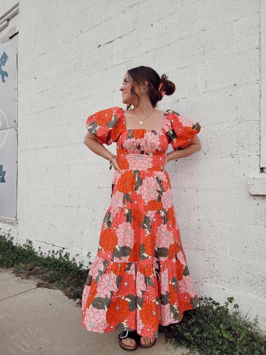 *FINAL SALE* Fell For You Floral Smocked Midi Dress