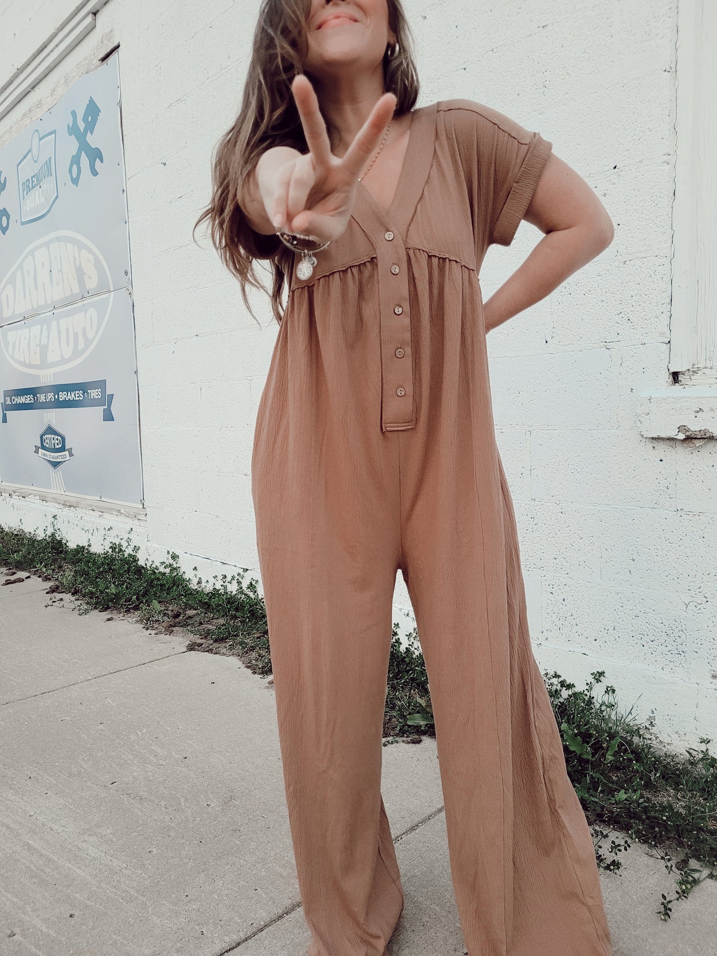 *FINAL SALE* Cafe Date Jumpsuit - Mocha