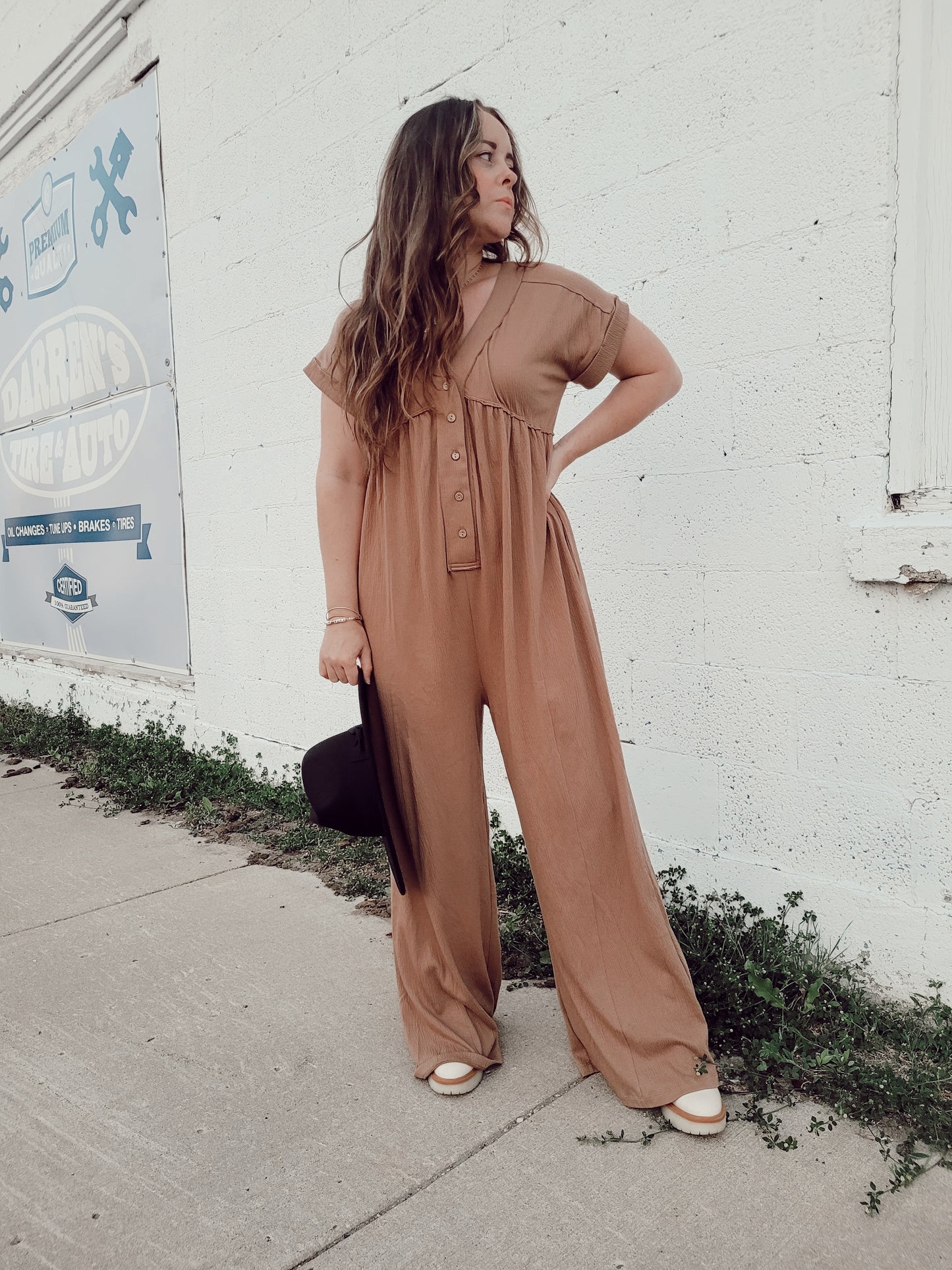 *FINAL SALE* Cafe Date Jumpsuit - Mocha