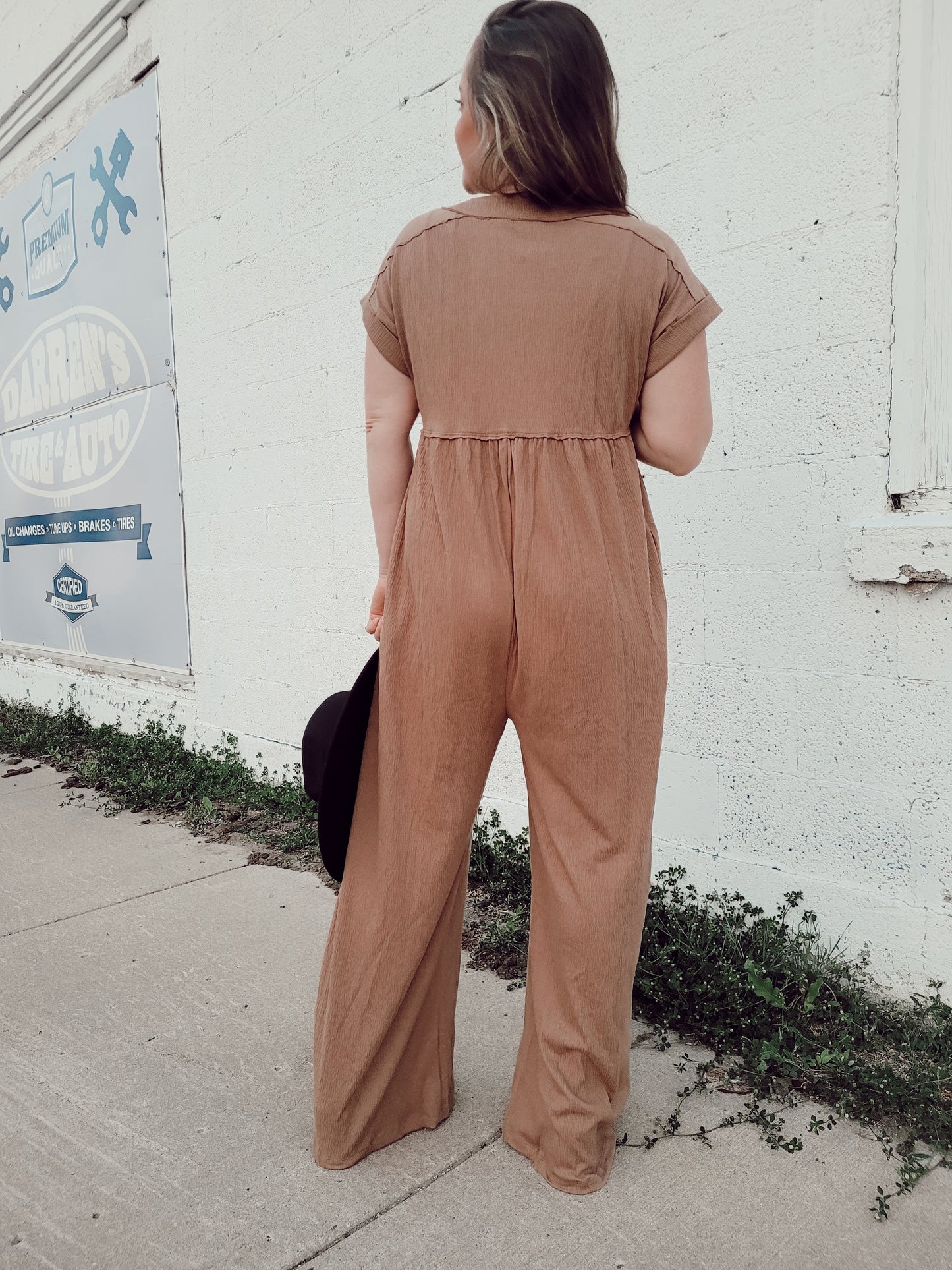 *FINAL SALE* Cafe Date Jumpsuit - Mocha